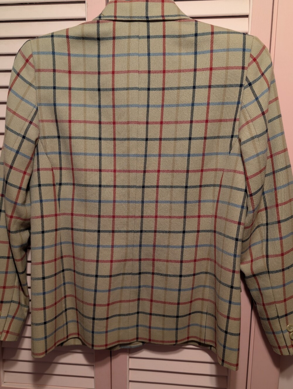 Vintage Pendleton Blazer Beige Plaid Wool Made In The USA Size 8 - Picture 6 of 8